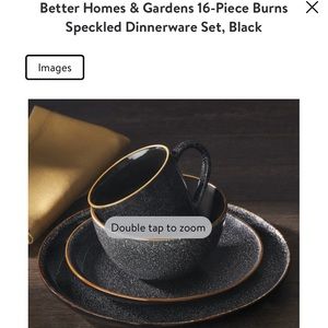better homes & gardens 16-piece burns speckled dinnerware set, black